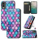 For Nokia C32 CaseNeo Colorful Magnetic Leather Phone Case(Purple Scales) - 1