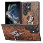 For Samsung Galaxy S22 5G Snakeskin Ring Leather Back Cover Phone Case(Brown) - 1