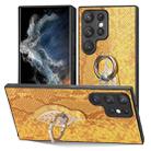 For Samsung Galaxy S21 FE 5G Snakeskin Ring Leather Back Cover Phone Case(Yellow) - 1