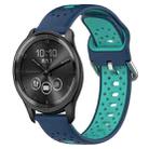 For GarminMove Trend 20mm Breathable Two-Color Silicone Watch Band(Blue+Teal) - 1