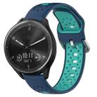 For Garmin Vivomove Sport 20mm Breathable Two-Color Silicone Watch Band(Blue+Teal) - 1