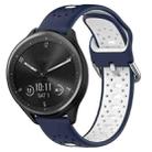 For Garmin Vivomove Sport 20mm Breathable Two-Color Silicone Watch Band(Midnight Blue+White) - 1