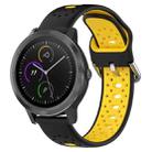 For Garmin Vivoactive3 20mm Breathable Two-Color Silicone Watch Band(Black+Yellow) - 1