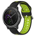 For Garmin Vivoactive3 20mm Breathable Two-Color Silicone Watch Band(Black+Lime Green) - 1