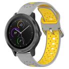 For Garmin Vivoactive3 20mm Breathable Two-Color Silicone Watch Band(Grey+Yellow) - 1