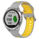 For Garmin Approach S40 20mm Breathable Two-Color Silicone Watch Band(Grey+Yellow) - 1