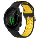 For Garmin Forerunner 158 20mm Breathable Two-Color Silicone Watch Band(Black+Yellow) - 1