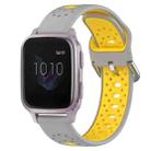 For Garmin Venu SQ 20mm Breathable Two-Color Silicone Watch Band(Grey+Yellow) - 1