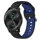 For Garmin VivoMove Style 20mm Breathable Two-Color Silicone Watch Band(Black+Blue) - 1