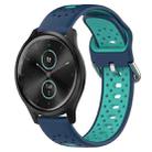 For Garmin VivoMove Style 20mm Breathable Two-Color Silicone Watch Band(Blue+Teal) - 1