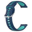 For Garmin VivoMove Style 20mm Breathable Two-Color Silicone Watch Band(Blue+Teal) - 2