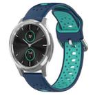 For Garmin VivoMove Luxe 20mm Breathable Two-Color Silicone Watch Band(Blue+Teal) - 1
