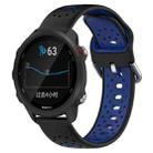 For Garmin Forerunner 245 Music 20mm Breathable Two-Color Silicone Watch Band(Black+Blue) - 1