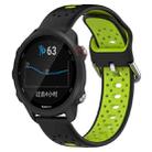 For Garmin Forerunner 245 Music 20mm Breathable Two-Color Silicone Watch Band(Black+Lime Green) - 1