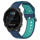 For Garmin Forerunner 245 Music 20mm Breathable Two-Color Silicone Watch Band(Blue+Teal) - 1