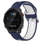 For Garmin Forerunner 245 Music 20mm Breathable Two-Color Silicone Watch Band(Midnight Blue+White) - 1