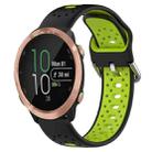 For Garmin Forerunner 645 Music 20mm Breathable Two-Color Silicone Watch Band(Black+Lime Green) - 1
