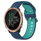 For Garmin Forerunner 645 Music 20mm Breathable Two-Color Silicone Watch Band(Blue+Teal) - 1