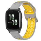 For Garmin Forerunner Sq2 20mm Breathable Two-Color Silicone Watch Band(Grey+Yellow) - 1