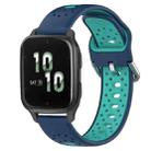 For Garmin Forerunner Sq2 20mm Breathable Two-Color Silicone Watch Band(Blue+Teal) - 1