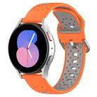 For Samsung Galaxy Watch 5 44mm 20mm Breathable Two-Color Silicone Watch Band(Orange+Grey) - 1