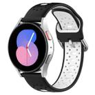 For Samsung Galaxy Watch 5 44mm 20mm Breathable Two-Color Silicone Watch Band(Black+White) - 1