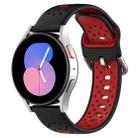 For Samsung Galaxy Watch 5 44mm 20mm Breathable Two-Color Silicone Watch Band(Black+Red) - 1