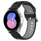 For Samsung Galaxy Watch 5 44mm 20mm Breathable Two-Color Silicone Watch Band(Black+Grey) - 1