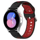 For Samsung Galaxy Watch 5 40mm 20mm Breathable Two-Color Silicone Watch Band(Black+Red) - 1