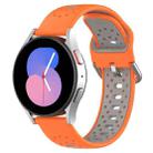 For Samsung Galaxy Watch 4 44mm 20mm Breathable Two-Color Silicone Watch Band(Orange+Grey) - 1
