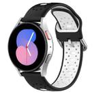 For Samsung Galaxy Watch 4 44mm 20mm Breathable Two-Color Silicone Watch Band(Black+White) - 1