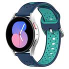 For Samsung  Galaxy Watch 4 Classic 46mm 20mm Breathable Two-Color Silicone Watch Band(Blue+Teal) - 1