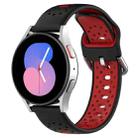 For Samsung Galaxy Watch Active 2 44mm 20mm Breathable Two-Color Silicone Watch Band(Black+Red) - 1