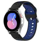 For Samsung Galaxy Watch Active 2 44mm 20mm Breathable Two-Color Silicone Watch Band(Black+Blue) - 1