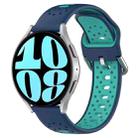 For Samsung Galaxy Watch 6 44mm 20mm Breathable Two-Color Silicone Watch Band(Blue+Teal) - 1