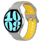 For Samsung Galaxy Watch 6 40mm 20mm Breathable Two-Color Silicone Watch Band(Grey+Yellow) - 1