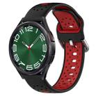 For Samsung Galaxy Watch 6 Classic 47mm 20mm Breathable Two-Color Silicone Watch Band(Black+Red) - 1