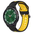 For Samsung Galaxy Watch 6 Classic 47mm 20mm Breathable Two-Color Silicone Watch Band(Black+Yellow) - 1