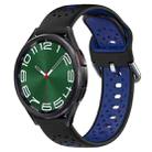 For Samsung Galaxy Watch 6 Classic 47mm 20mm Breathable Two-Color Silicone Watch Band(Black+Blue) - 1