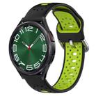 For Samsung Galaxy Watch 6 Classic 47mm 20mm Breathable Two-Color Silicone Watch Band(Black+Lime Green) - 1