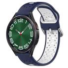 For Samsung Galaxy Watch 6 Classic 47mm 20mm Breathable Two-Color Silicone Watch Band(Midnight Blue+White) - 1