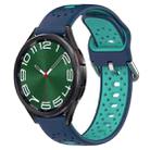 For Samsung Galaxy Watch 6 Classic 43mm 20mm Breathable Two-Color Silicone Watch Band(Blue+Teal) - 1