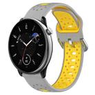 For Amazfit GTR Mini 20mm Breathable Two-Color Silicone Watch Band(Grey+Yellow) - 1
