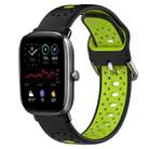 For Amazfit GTS 4 Mini 20mm Breathable Two-Color Silicone Watch Band(Black+Lime Green) - 1