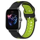 For Amazfit GTS 3 20mm Breathable Two-Color Silicone Watch Band(Black+Lime Green) - 1