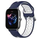 For Amazfit GTS 3 20mm Breathable Two-Color Silicone Watch Band(Midnight Blue+White) - 1