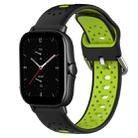 For Amazfit GTS 2E 20mm Breathable Two-Color Silicone Watch Band(Black+Lime Green) - 1