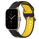 For Amazfit GTS 2 20mm Breathable Two-Color Silicone Watch Band(Black+Yellow) - 1