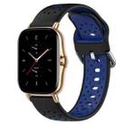 For Amazfit GTS 2 20mm Breathable Two-Color Silicone Watch Band(Black+Blue) - 1