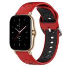 For Amazfit GTS 2 20mm Breathable Two-Color Silicone Watch Band(Red+Black) - 1